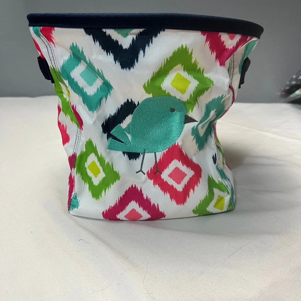 Thirty-One Mini Gifts Bin Storage Organizer Candy Corners‎ Turquoise Bird Print